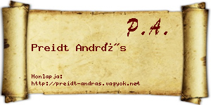 Preidt András névjegykártya